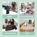 Galaxy S22 kickstand lens shield case in use for selfie, live streaming, movies and office