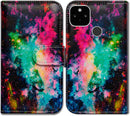 Google Pixel 5 Colorful Universe Sky Leather Flip Phone Case Wallet Cover