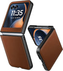 Moto Razr 2026 Vegan Leather Case – Slim Brown – main view with stitching