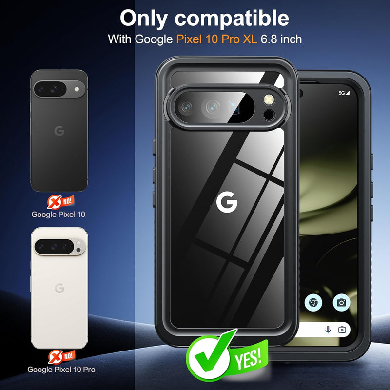 ANTSHARE for Google Pixel 10 Pro XL Case, IP68 Waterproof Case with [Built-in Screen/Camera Protector], 360 Full Body Sealed Protective Shockproof Front and Back Cover for Pixel 10 Pro XL (Black)