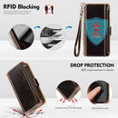 iPhone 16 Wallet Case RFID Blocking Zipper Credit Card Holder Slots Red