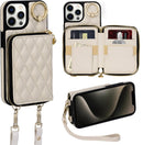 iPhone 15 Plus 6.7'' Wallet Case Crossbody Zipper Purse RFID Blocking Card Holders