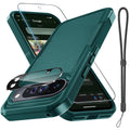 for Google Pixel 10 Pro XL Case with Wrist Lanyard Strap+Tempered Glass Screen Protector+Camera Lens Cover,Full Body Heavy Duty Rugged Shockproof Protective Phone Cover,Black Matte
