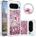 Liquid Quicksand Case for Google Pixel 10 Pro XL with Diamond Kickstand, Luxury Glitter Sparkle Flowing Bling Shockproof Protection Fun Cover for Google Pixel 10 Pro XL LSZ-Pink