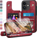 iPhone 16 Case Wallet Card Holder Case 2 Screen Protectors Folio Cove Cases 6.1" for Apple 16 Light Brown