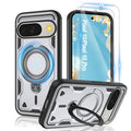 Gritup for Google Pixel 10 Pro XL Case：Compatible with MagSafe | with HD Screen Protector×2 | Metal Rotated Kickstand | Military Grade Drop Proof Protective | Anti-Fingerprint,Black