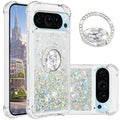 Liquid Quicksand Case for Google Pixel 10 Pro XL with Diamond Kickstand, Luxury Glitter Sparkle Flowing Bling Shockproof Protection Fun Cover for Google Pixel 10 Pro XL LSZ-Pink