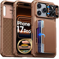 for iPhone 17 Pro Max Case Wallet, Built-in RFID Blocking Card Holder (4-5 Cards), Camera Control Button, Slide Camera Cover, Shockproof Rugged Silicone Phone Case for iPhone 17 Pro Max, Orange