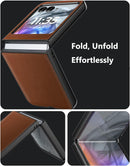 Moto Razr 2026 Vegan Leather Case – Slim Brown – folded closed view