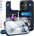 iPhone 16 Case Wallet Card Holder Case 2 Screen Protectors Folio Cove Cases 6.1" for Apple 16 Light Brown