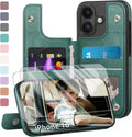 iPhone 16 Case Wallet Card Holder Case 2 Screen Protectors Folio Cove Cases 6.1" for Apple 16 Light Brown