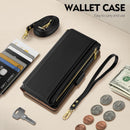 iPhone 16 Wallet Case RFID Blocking Zipper Credit Card Holder Slots Red