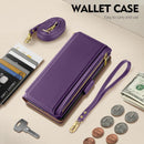 iPhone 16 Wallet Case RFID Blocking Zipper Credit Card Holder Slots Red