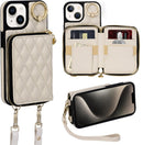 iPhone 15 Plus 6.7'' Wallet Case Crossbody Zipper Purse RFID Blocking Card Holders