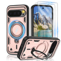 Gritup for Google Pixel 10 Pro XL Case：Compatible with MagSafe | with HD Screen Protector×2 | Metal Rotated Kickstand | Military Grade Drop Proof Protective | Anti-Fingerprint,Black