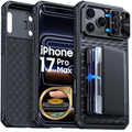 for iPhone 17 Pro Max Case Wallet, Built-in RFID Blocking Card Holder (4-5 Cards), Camera Control Button, Slide Camera Cover, Shockproof Rugged Silicone Phone Case for iPhone 17 Pro Max, Orange