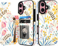 iPhone 16 Case Marble Pattern Double Magnetic Clasp Shockproof Cover 6.1"