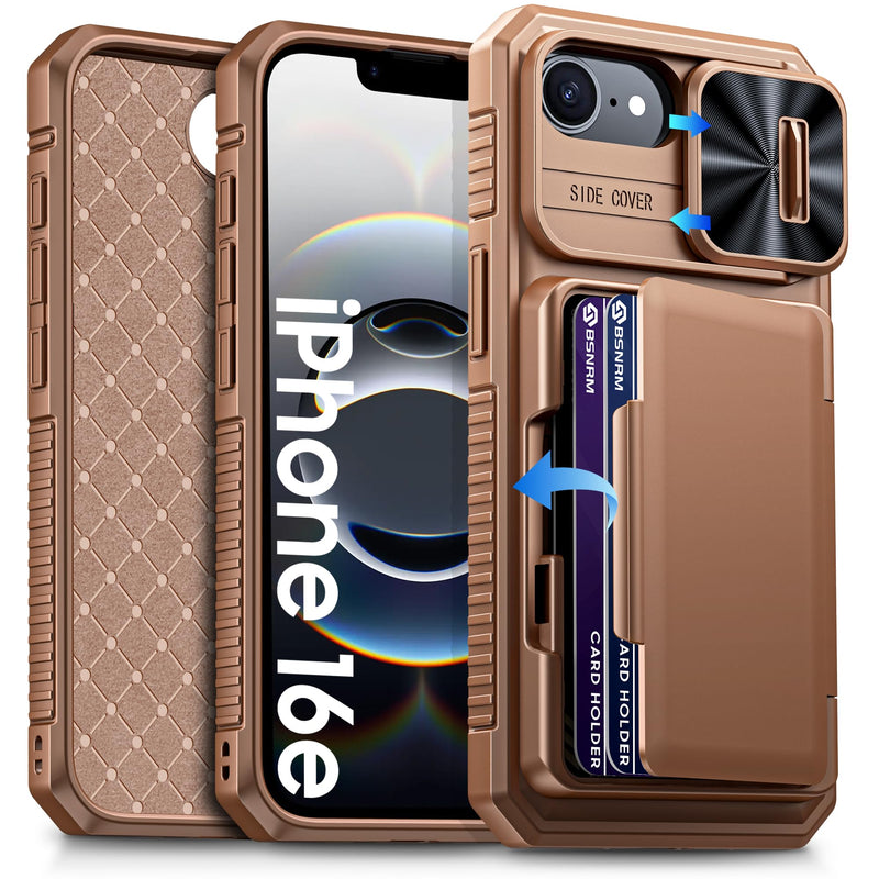 for iPhone 17 Pro Max Case Wallet, Built-in RFID Blocking Card Holder (4-5 Cards), Camera Control Button, Slide Camera Cover, Shockproof Rugged Silicone Phone Case for iPhone 17 Pro Max, Orange