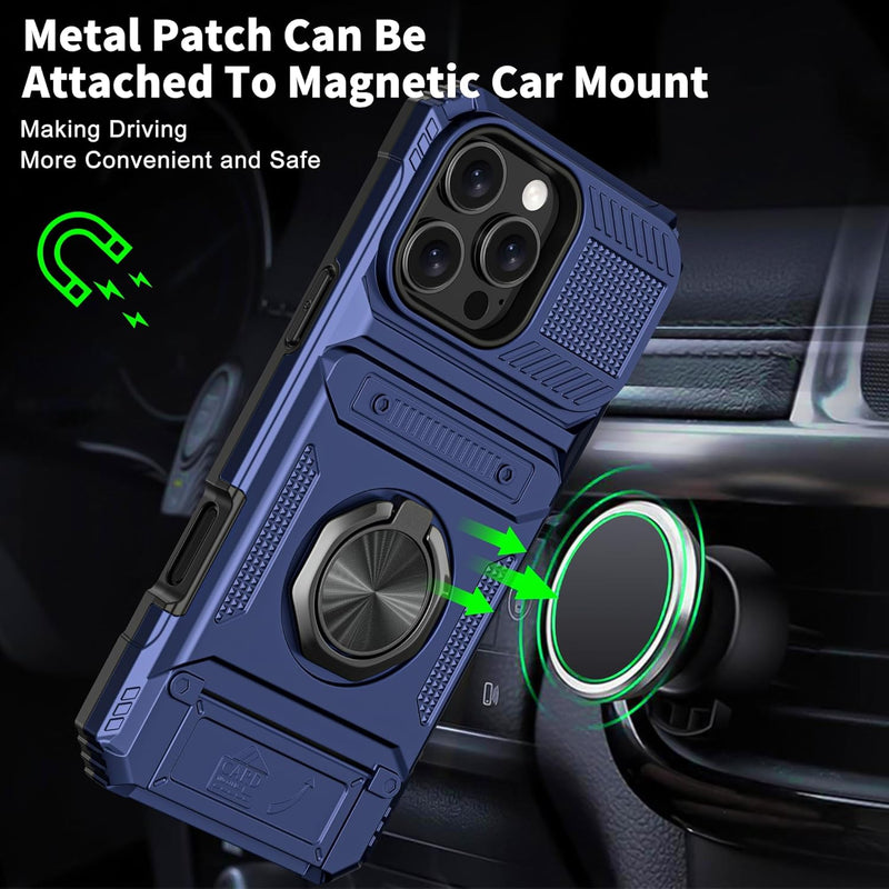 iPhone 16 Pro Case Holder Rotated Ring Stand Dual Layer Heavy Duty Drop Protection Wallet - Gorilla Cases