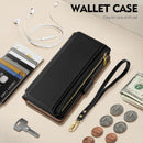 iPhone 16 Wallet Case RFID Blocking Zipper Credit Card Holder Slots Red