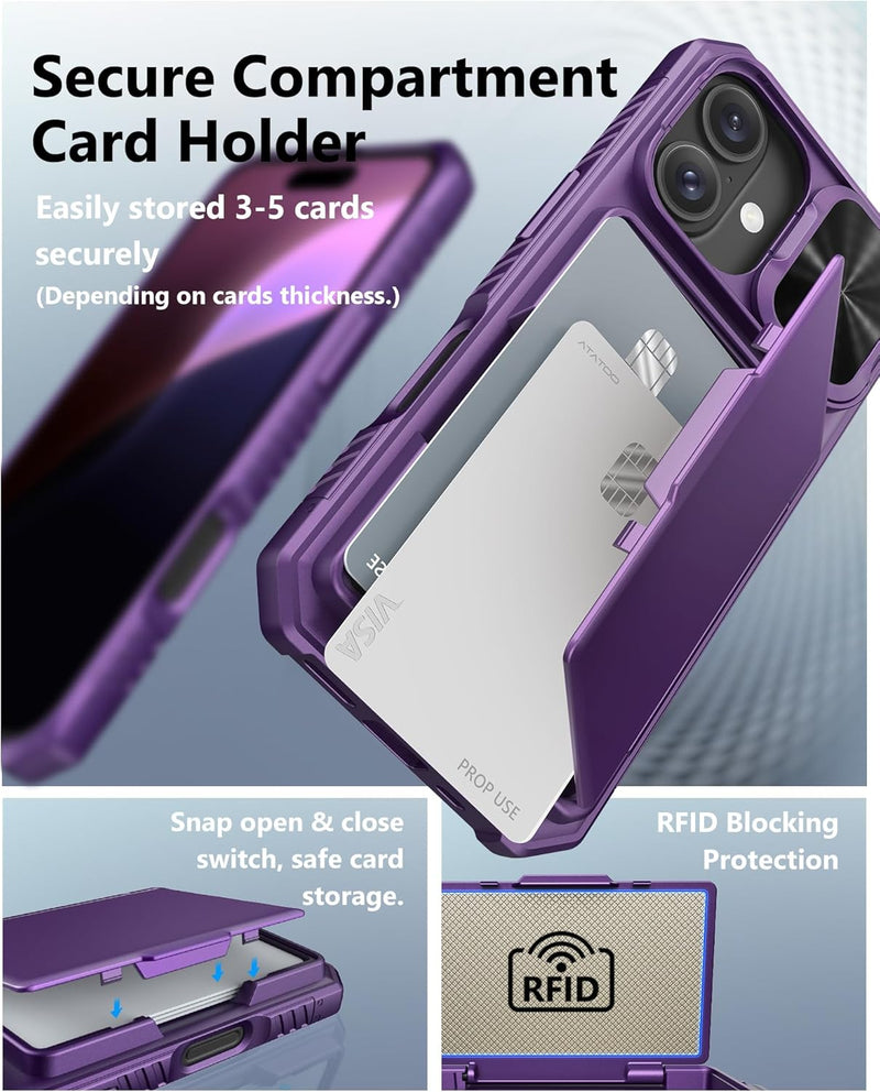 iPhone 16 Case Wallet with Card Holder Wallet Phone Case Dark Purple - Gorilla Cases