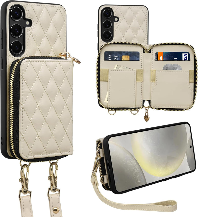 iPhone 15 Plus 6.7'' Wallet Case Crossbody Zipper Purse RFID Blocking Card Holders - Gorilla Cases