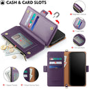 iPhone 16 Wallet Case RFID Blocking Zipper Credit Card Holder Slots Red