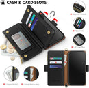 iPhone 16 Wallet Case RFID Blocking Zipper Credit Card Holder Slots Red