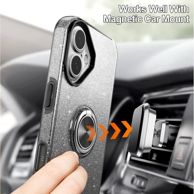 iPhone 16 Case 360°Ring Holder Kickstand Magnetic Car Mount Protective Sturdy Cover - Gorilla Cases