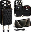 iPhone 15 Plus 6.7'' Wallet Case Crossbody Zipper Purse RFID Blocking Card Holders