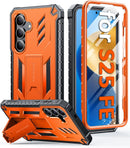 Galaxy S25 FE heavy duty case with built-in screen protector in orange