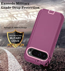 Qinmay Phone Case for Google Pixel 10 Pro XL Case with HD Screen Protector, Heavy Duty Shockproof & Dropproof 3-Layer Cover Phone Case (WineRedPink, for Pixel 10 Pro XL)
