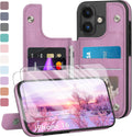 iPhone 16 Case Wallet Card Holder Case 2 Screen Protectors Folio Cove Cases 6.1" for Apple 16 Light Brown