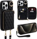 iPhone 15 Plus 6.7'' Wallet Case Crossbody Zipper Purse RFID Blocking Card Holders