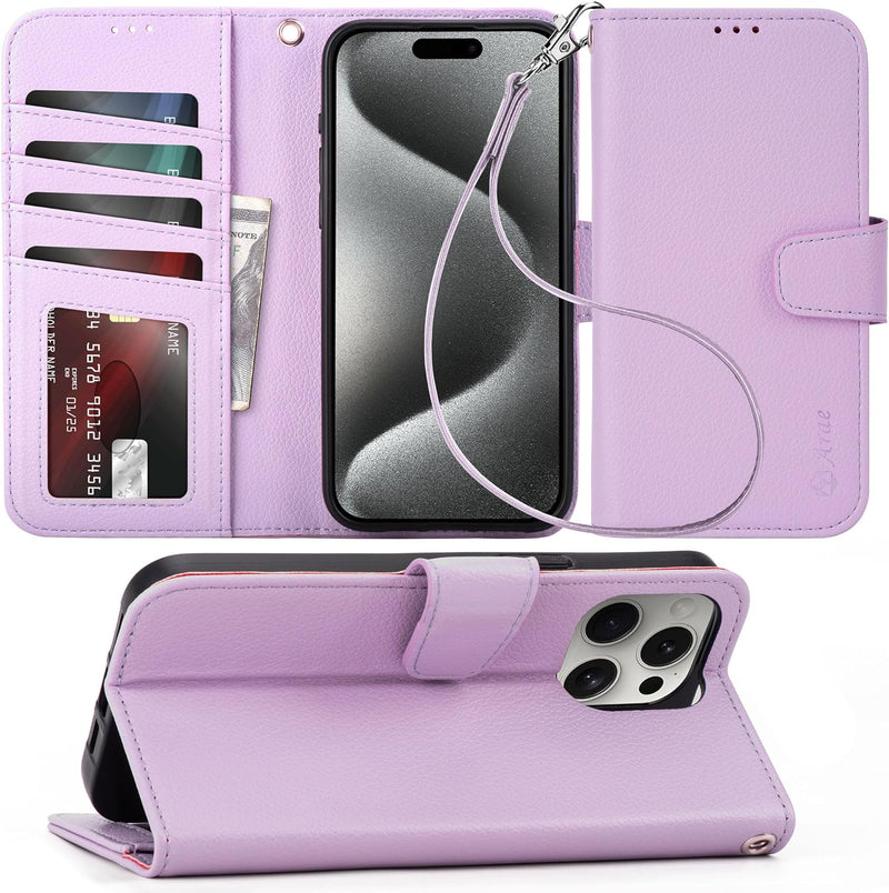 iPhone 15 Plus Case Card Holder Wrist Strap Wallet Flip Cover - Gorilla Cases