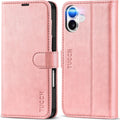 iPhone 16 Leather Magnetic Closure Protective Flip Cover Compatible Black