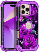 iPhone 16 Pro Case Glow Dark Three Layer Heavy Duty Shockproof Protection Hard Plastic Bumper+Soft Silicone Case