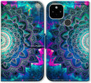 Google Pixel 5 Colorful Universe Sky Leather Flip Phone Case Wallet Cover