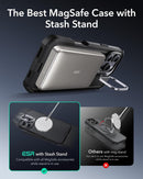 iPhone 16 Case Stand, 23FT Military Grade Drop Protection Heavy Duty Magnetic Phone Case Black