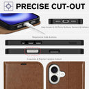 iPhone 16 Leather Magnetic Closure Protective Flip Cover Compatible Black