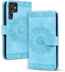 Google Pixel 9 Pro Durable PU Leather Wallet Case Protective Cover - Mandala Brown