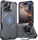 iPhone 16 Case Stand, 23FT Military Grade Drop Protection Heavy Duty Magnetic Phone Case Black