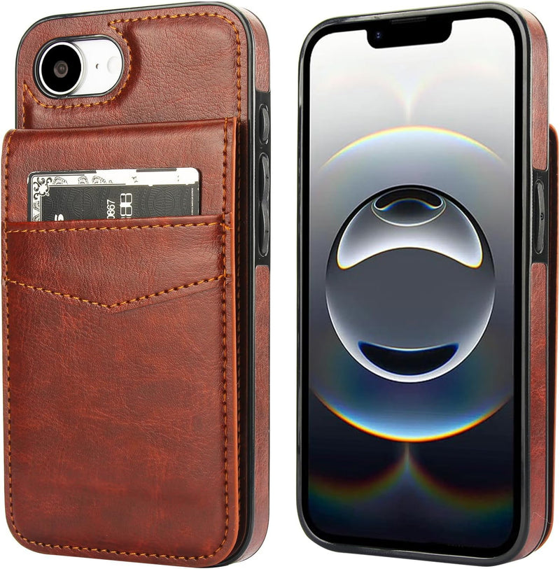 Compatible with Iphone 16E Case Wallet with Credit Card Holder, Flip Premium Leather Magnetic Clasp Kickstand Heavy Duty Protective Cover for Iphone 16E 6.1 Inch (Brown)