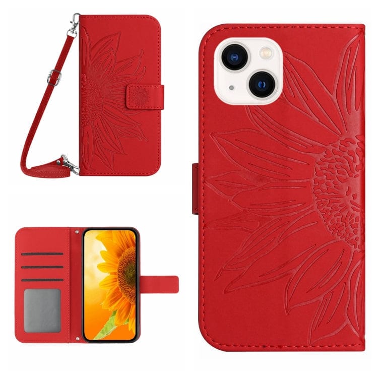 Skin Feel Sun Flower Embossed Flip Leather Phone Case wit...