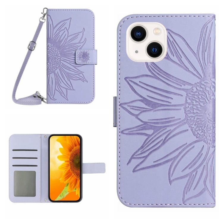 Skin Feel Sun Flower Embossed Flip Leather Phone Case wit...