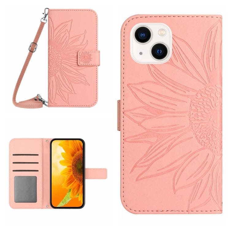 Skin Feel Sun Flower Embossed Flip Leather Phone Case wit...