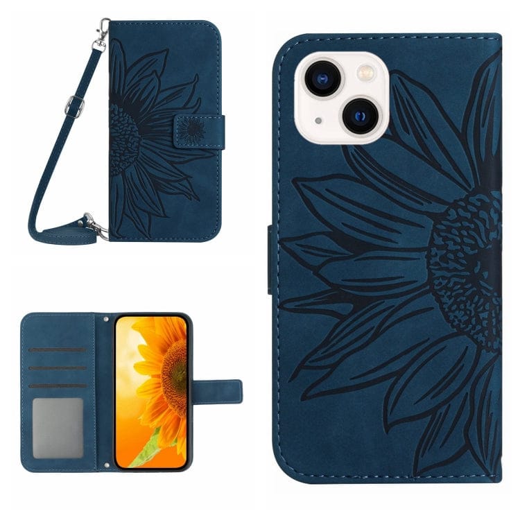 Skin Feel Sun Flower Embossed Flip Leather Phone Case wit...