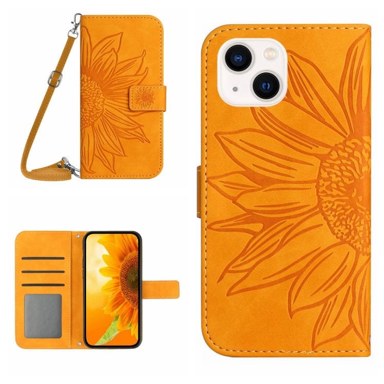 Skin Feel Sun Flower Embossed Flip Leather Phone Case wit...