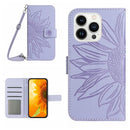 Skin Feel Sun Flower Embossed Flip Leather Phone Case wit...