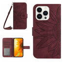 Skin Feel Sun Flower Embossed Flip Leather Phone Case wit...